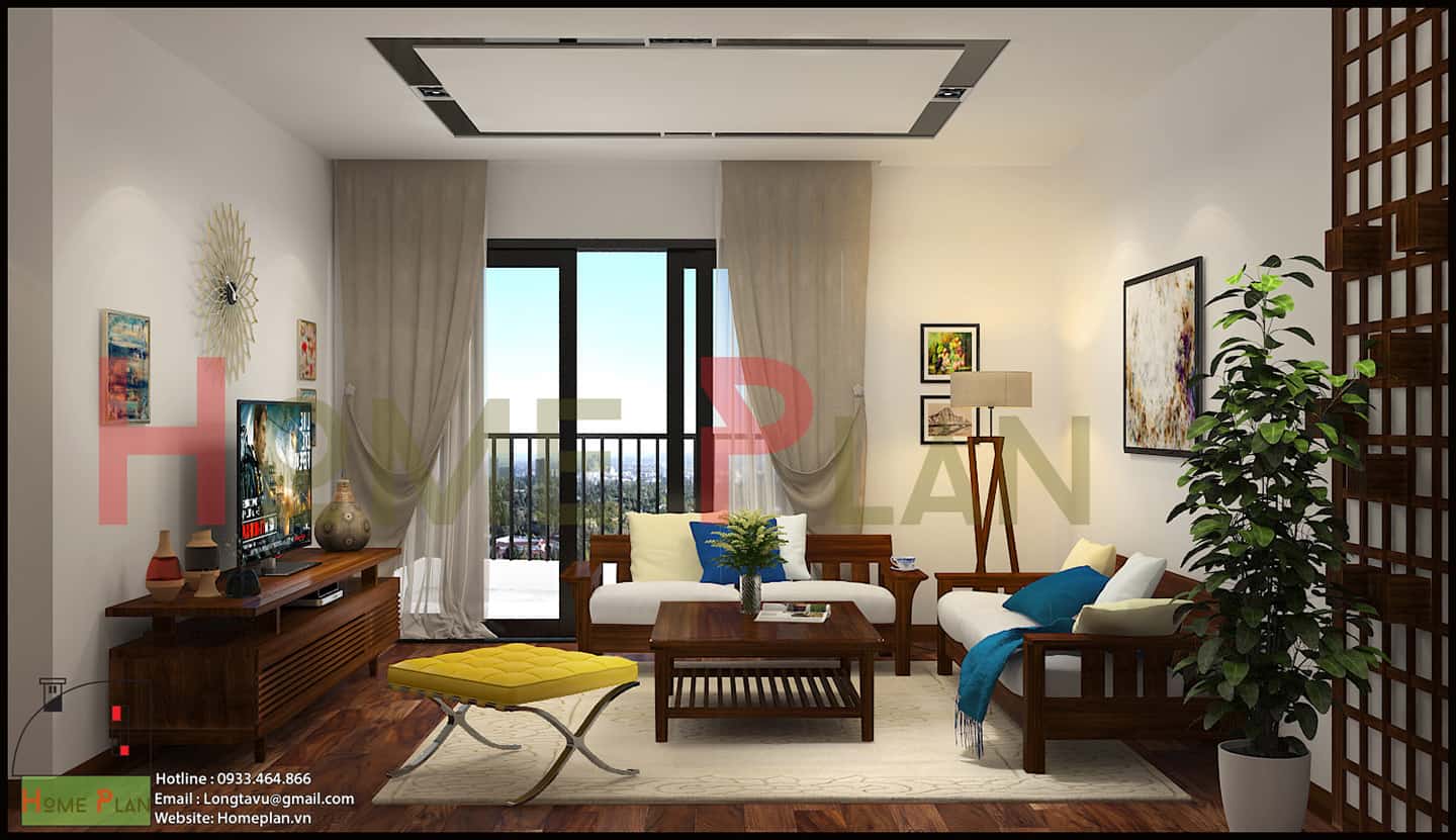 Thiết kế nội thất chung cư gỗ tự nhiên – New Skyline Văn Quán