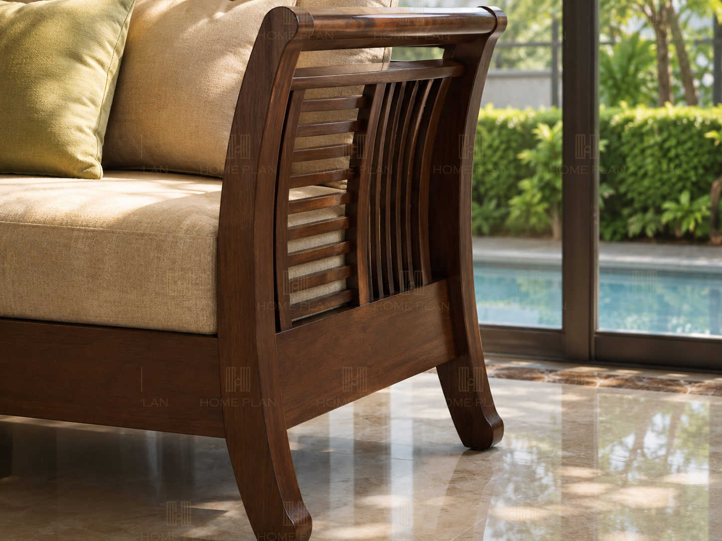 Sofa gỗ cong G01-E mảnh mai - duyên dáng - giản dị. - Ảnh 4